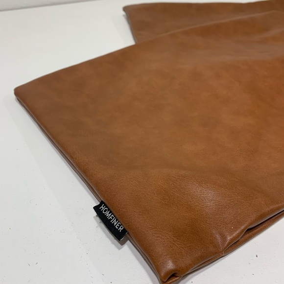 Vegan Leather Lumbar Accent Pillow Covers HomFiner set of two 12 x 20” - Picture 2 of 7